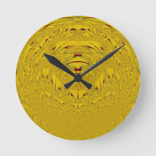 Horloge Ronde Golden Lion Head Art