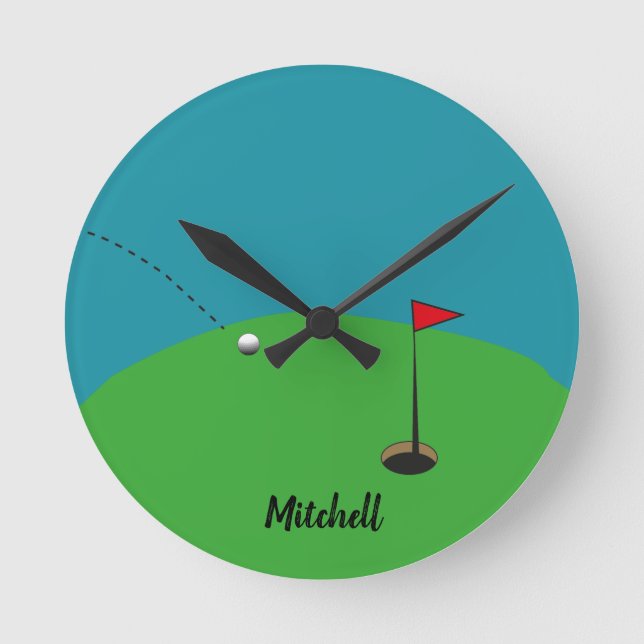 Horloge Ronde Golf Green Personnalisé (Recto)
