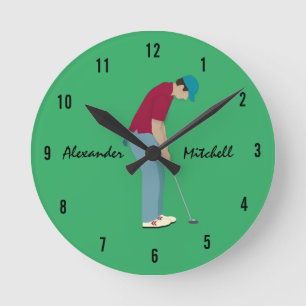 Horloge Ronde Golf Vert Thème