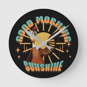 Horloge Ronde Good Morning Sunshine Funny Rooster