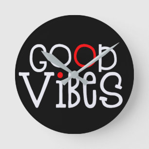 Horloge Ronde Good Vibes Bold Rouge blanc typographie noir