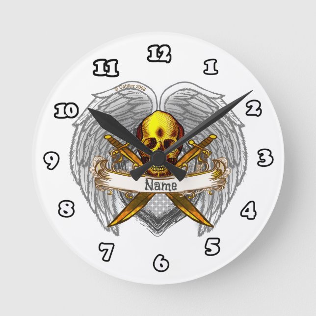 Horloge Ronde Goth skull Warrior Clock (Recto)