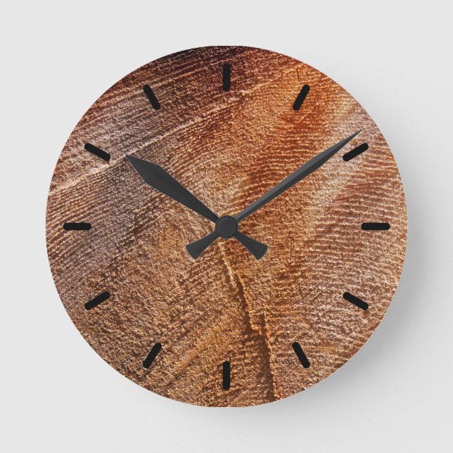Horloge Ronde Graisse de bois de rondelle coupée (Recto)