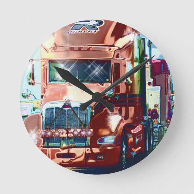 Horloge Ronde Grand camion lourd rouge pour des camionneurs et (Recto)
