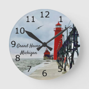 Horloge Ronde Grand Haven Michigan Phare