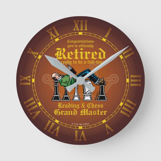 Horloge Ronde Grand maître de lecture et d'échecs (Recto)