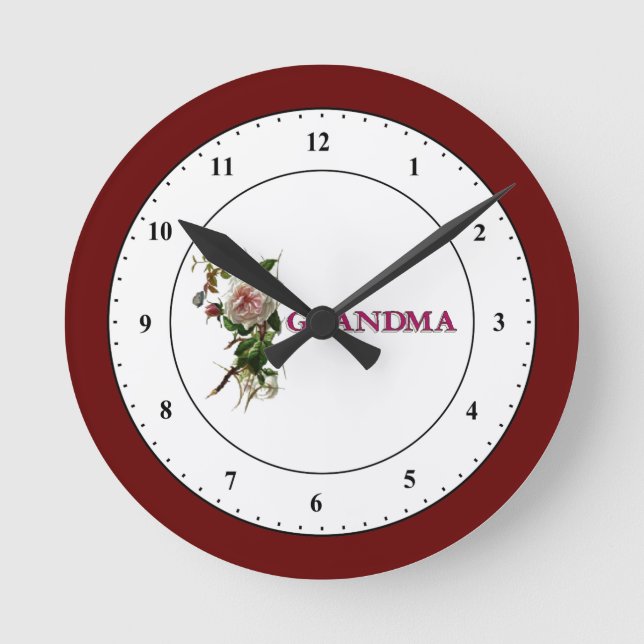 Horloge Ronde Grand-mère Antique Rose Round Clock (Recto)