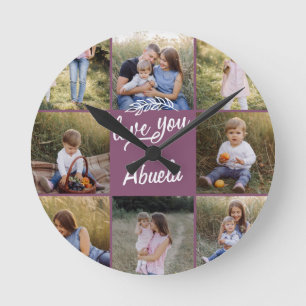 Horloge Ronde Grand-mère cadeau 8 photo famille simple
