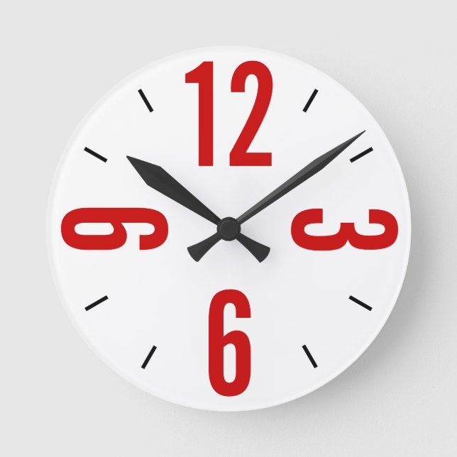 Horloge Ronde Grand nombre moderne rouge et noir (Recto)