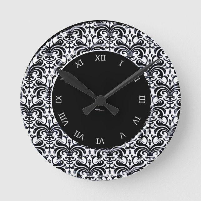 Horloge Ronde Grande damassé audacieuse (noir) (Recto)