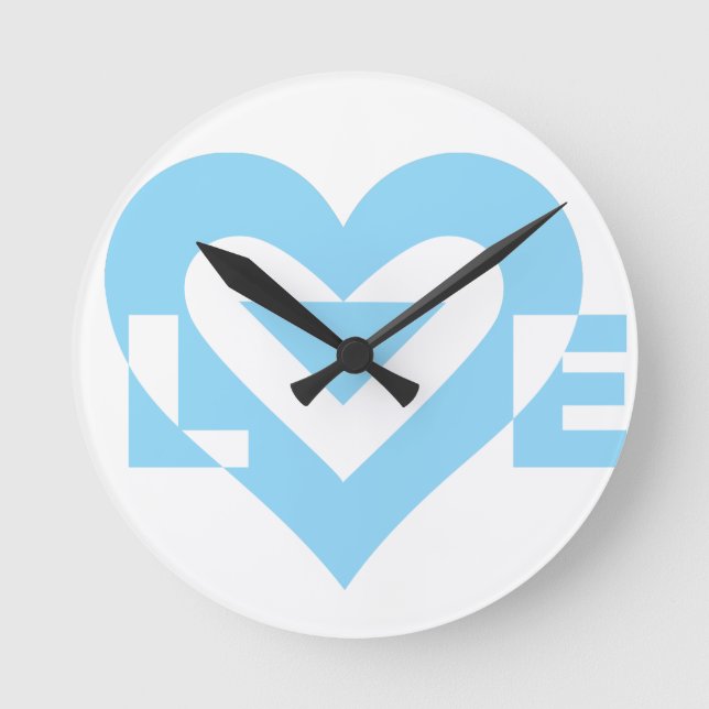 Horloge Ronde Graphique d'amour cool, Bleu (Recto)