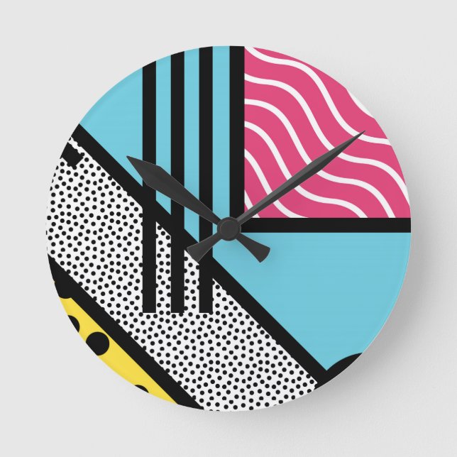 Horloge Ronde graphique de style pop art memphis Abstrait dans l (Recto)