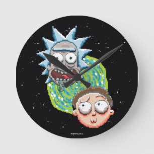 Horloge Ronde Graphique du portail Pixelverse Rick and Morty