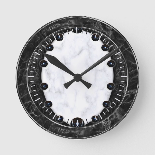 Horloge Ronde Graphiques de la sphère de marbre blanc et noir (Recto)