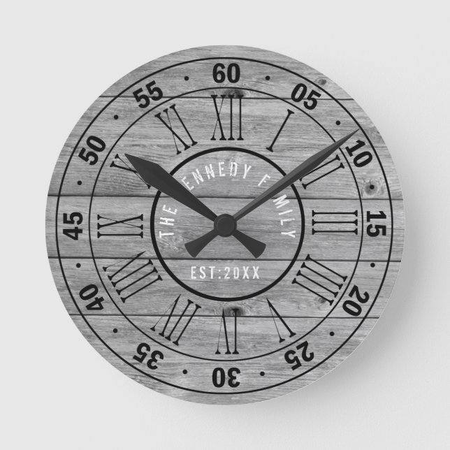 Horloge Ronde Gray Reclaimed Wood Family (Recto)