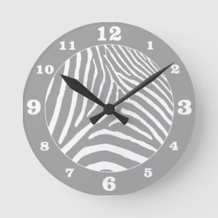 Horloge Ronde Gray Zebra Stripes Pick Your Own Color Round