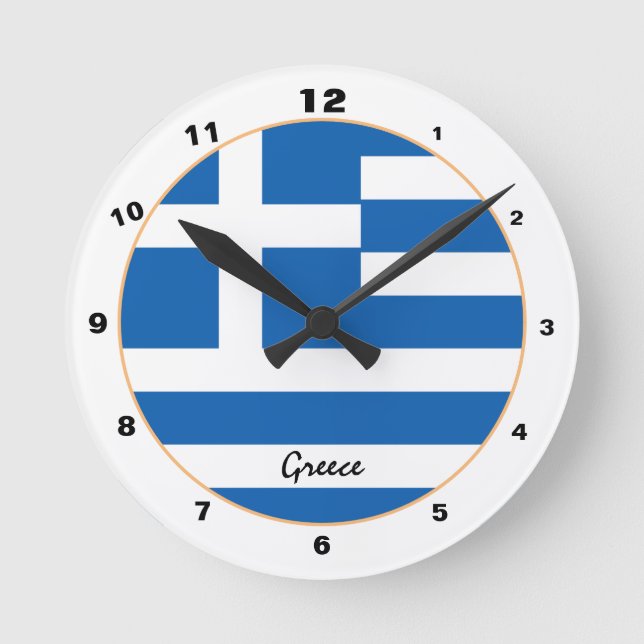 Horloge Ronde Greek Flag & Greece trendy fashion /design (Recto)