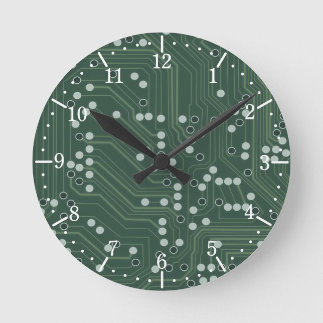 Horloge Ronde Green Circuit Board Arrière - plan Art Motif (Recto)