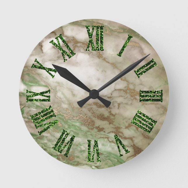 Horloge Ronde Green Gray Gold Bronze Mint Minimum Black (Recto)