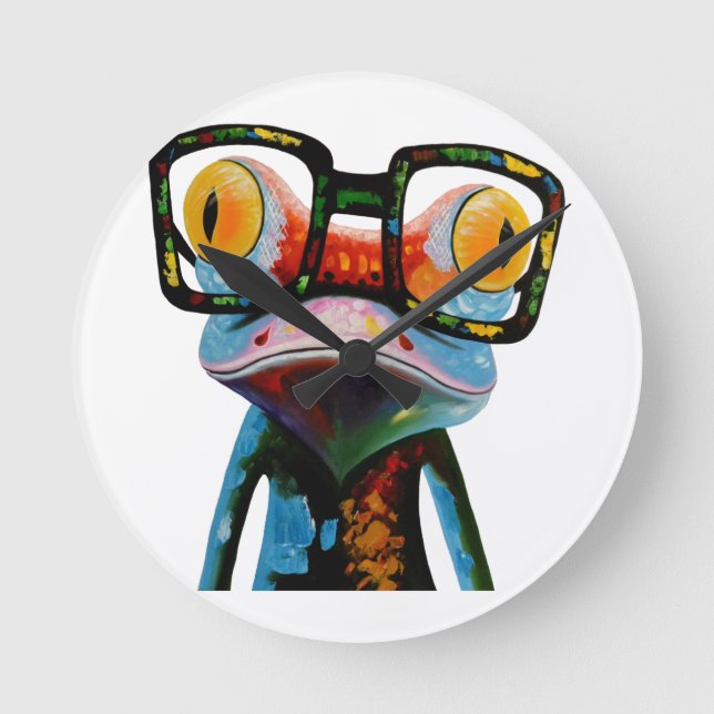 Horloge Ronde Grenouille en verre de hippie (Recto)