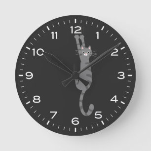 Horloge Ronde Grey Tabby