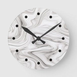 Horloge Ronde Grey Tone Marble Style Digital Art Pattern