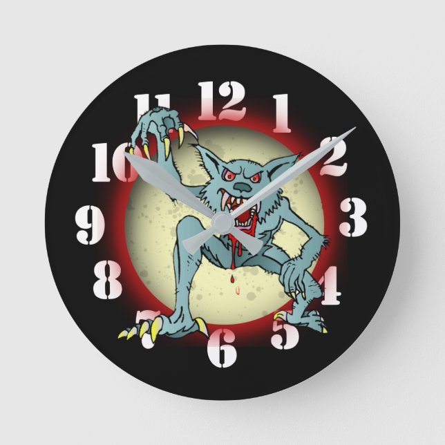 Horloge Ronde Greyback Werewolf Blood Pleine lune rouge Hallowee (Recto)