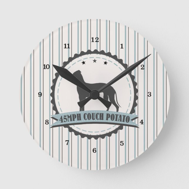 Horloge Ronde Greyhound Retraité Racer 45mi/h Lazy Dog (Recto)