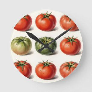 Horloge Ronde Grille botanique de variétés de tomates anciennes 