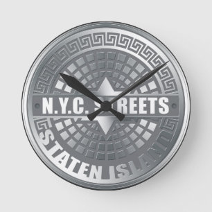 Horloge Ronde Gris de Manhole Staten Island