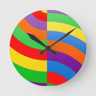 HORLOGE RONDE GROS CERCLES DE STRIPES DE COUVERTURE GRANDES GRAI