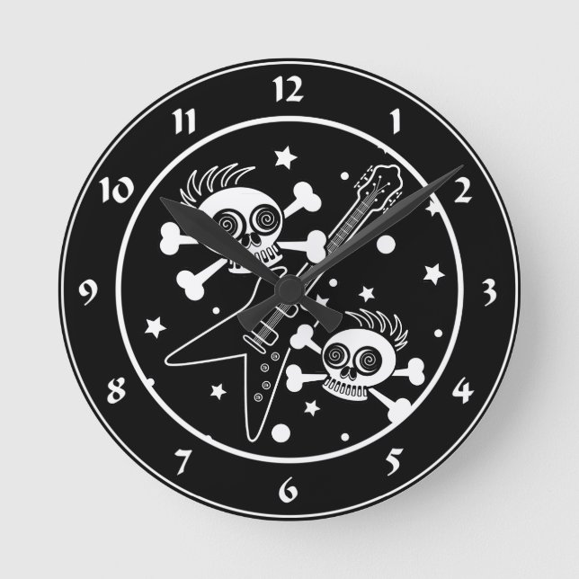 Horloge Ronde Gros crânes métalliques (Recto)
