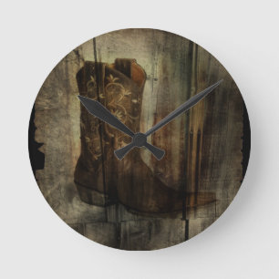 Horloge Ronde Grotte Homme Distorante Western Country Cowboy Boo