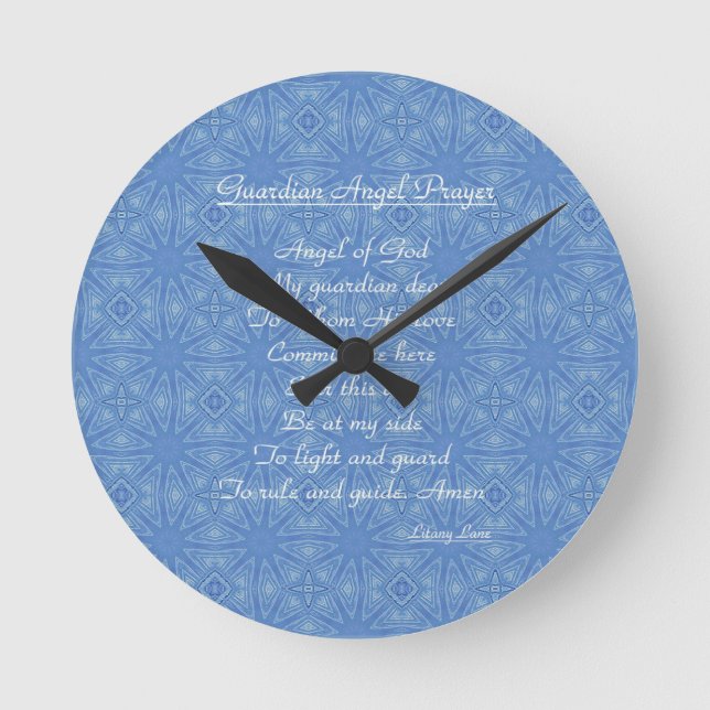 Horloge Ronde Guardian Angel Prière Bleu (Recto)