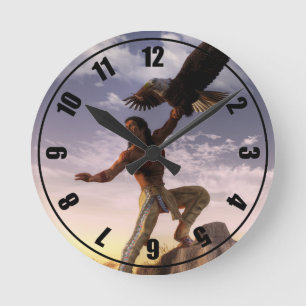 Horloge Ronde Guerrier et Eagle