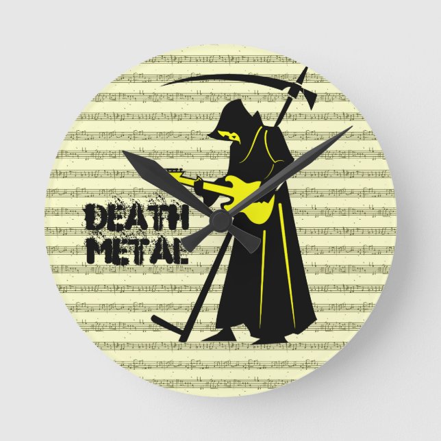 Horloge Ronde Guitare de faucheuse Grim ☠️ crâne gothique 💀 con (Recto)