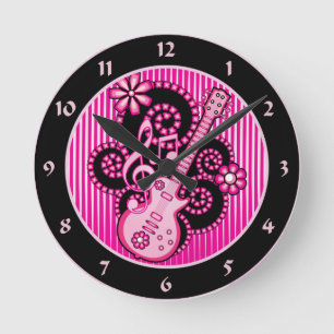Horloge Ronde Guitare Girlie