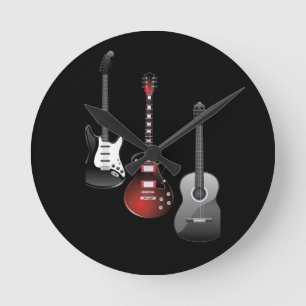 Horloge Ronde Guitares Électriques Cool pour les Amateurs de Mus
