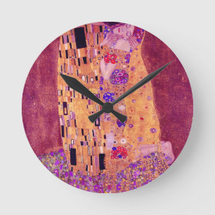 Horloge Ronde Gustav Klimt Le Baiser Violet