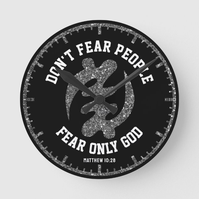 Horloge Ronde GYE NYAME Adinkra Christian Black Silver Parties s (Recto)