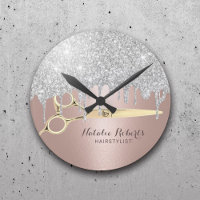 Hair Stylist Silver Glitter Drips Rose Gold Salon