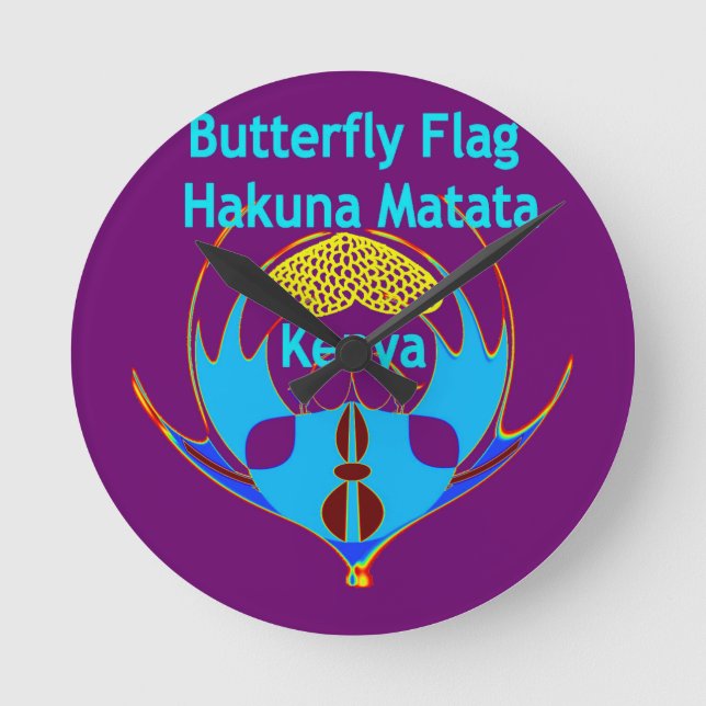 Horloge Ronde "Hakuna Matata Kenya" Papillon Art Imprimer/Graphi (Recto)