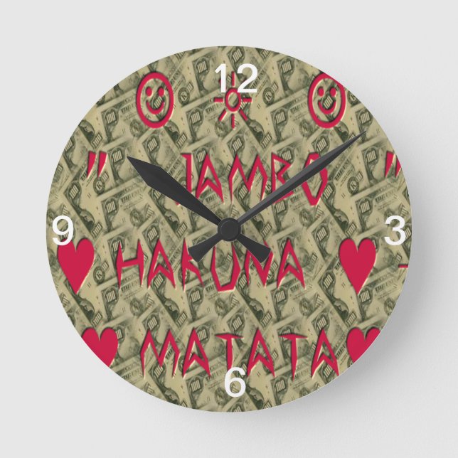 Horloge Ronde Hakuna Matata Talk Argent Art Design (Recto)
