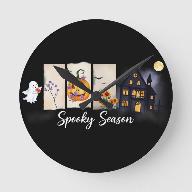 Horloge Ronde Halloween de la saison éffrayante (Recto)