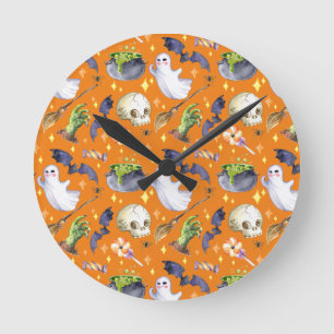 Horloge Ronde Halloween est une illustration avec Pumkin, ghost 