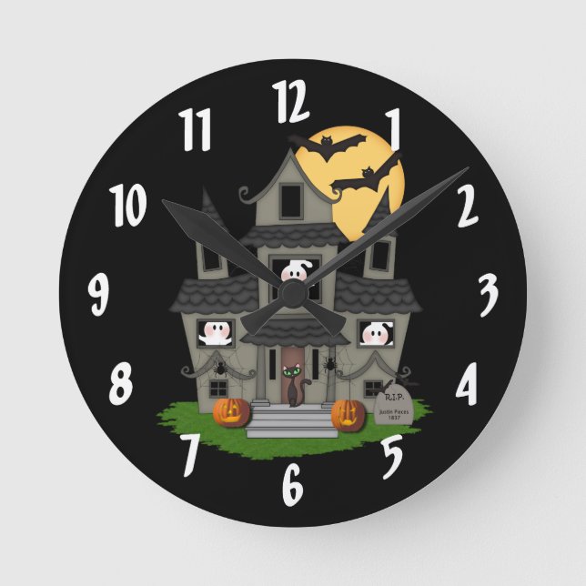Horloge Ronde Halloween Haunted House   (Recto)