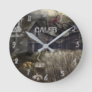 Horloge Ronde Halloween Horreur Sinistre Zombie Personnalisé