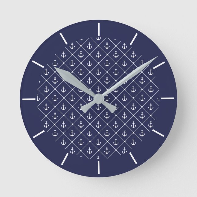 Horloge Ronde Hamptons Beach et Lake House Ancres nautiques (Recto)