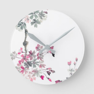 Horloge Ronde Hanami   Branche de sakura en floraison