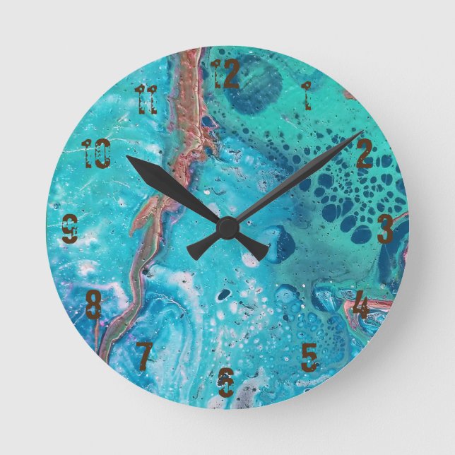 Horloge Ronde Handmade abstract painting - Kook Art - Wall Clock (Recto)